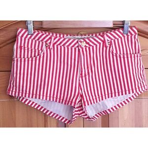 Zara Trafaluc red and white stripe shorts